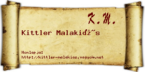 Kittler Malakiás névjegykártya